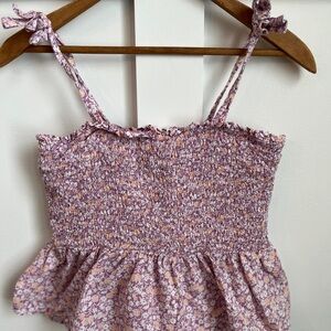 GAP Lilac Floral Smocked Camisole Top